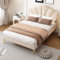 KOMHTOM Lit Rembourré Lit Plateforme avec Tête de Lit Cadre de Lit avec Sommier à Lattes en Bois Modernité Chambres à Coucher(sans Matelas) (Beige, 140x190CM)