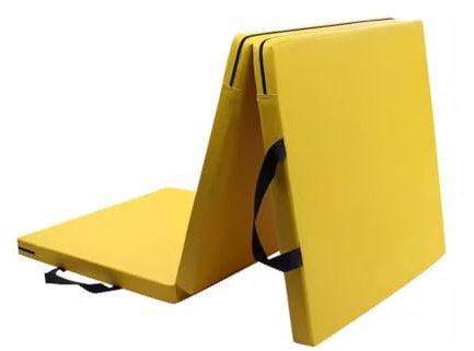 Rygcrud Gymnastikmatte Weichbodenmatte Plus Dick Tanzmatte Übungsmatte Sit-ups rutschfest Leder Wasserdicht Sanft Perlbaumwolle, 3-Panel (Farbe : Gelb, Größe : 100x300x5cm)