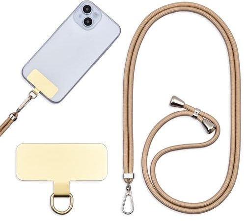 Cordon Para Movil Correa Movil Universal,Pegatinas Metálicas Para Teléfonos Móviles, Cuerdas Ajustables, Tirantes O Tirantes Para Liberar Las Manos. (Dorado)
