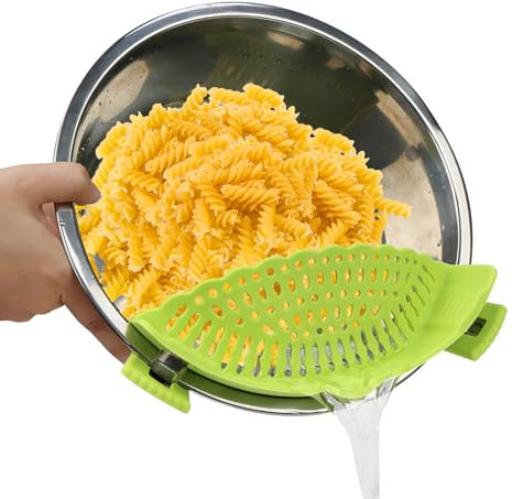 Schnappsieb aus Silikon, Anklemmbare Nudelsieb für Töpfe Pfannen Schalen, Spülmaschinenfestes Küchensieb für Abtropfhilfe Großartig für Kartoffeln Obst