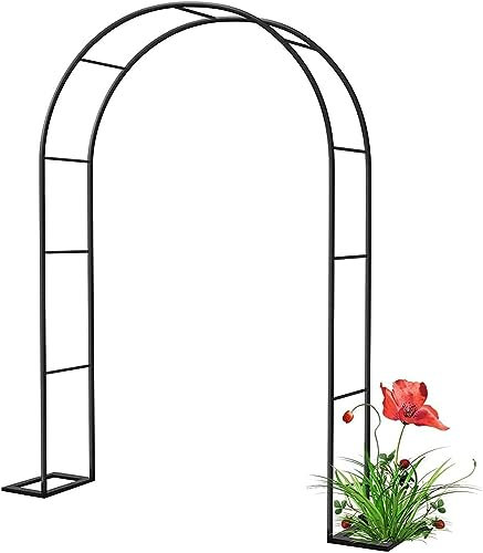 GueTTO Arche De Jardin en Fer Forgé Largeur du Passage 120Cm 140Cm 180Cm 240Cm 300Cm 350Cm Arceau À Rosiers Tonnelle pour Mariage Vigne Support De Plantes,Noir,W280*H220cm