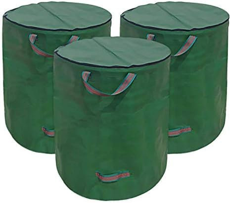 Gartensack Mit Deckel, Abschließbar, Faltbar, Gartenabfallsack Mit Reißverschluss, Wasserdicht, 272 L, Gartenabfallbehälter, Laubsack, Groß, Selbstmontage,3x 272 Liter,HaoAMZ