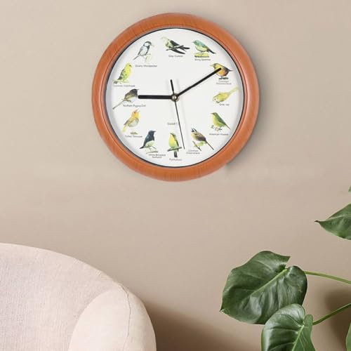 SPORTARC Wanduhr, 25,4 cm, singender Vogel, Quarz-Vogeluhr, Retro-Vogelruf-Uhr mit Namen und Liedern für Heimdekoration, U3SDJN15AJ5H856A9K3CDS23735G7U