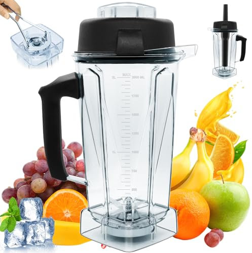 New For Vitamix Blender Pitcher 64oz Container, Replace 5200 5000 6500 7500 Pro500 750 Vita-Prep vm0101 vm0102 vm0103 vm0197 E310 320 asy172 A2300 A3300 etc Container Jar Cup, 1 Year Manufacturer