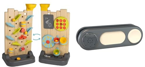 Smoby - Activity Wall - Mur Activités Enfant - Circuit de Balles et Circuit d'eau - 29 Accessoires & Sonnette Electronique - Accessoire de Maison Plein Air - Dès 2 Ans - Gris - 810917