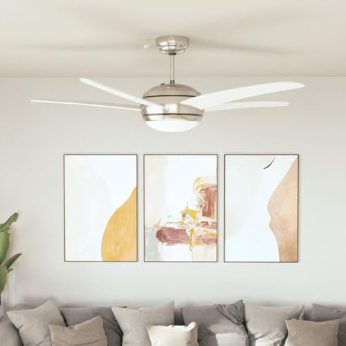 Sufrk Ventilador de Techo Adornado con lámpara 128 cm Blanco Ventilador Aspas Plegables