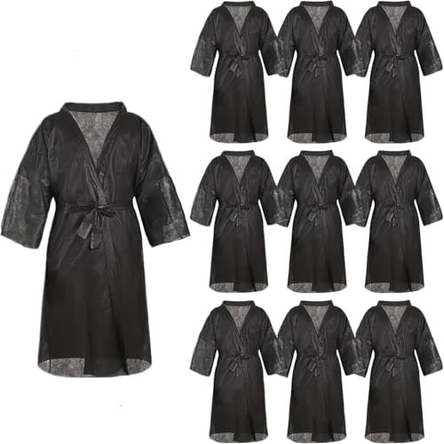 Elitzia 10Pcs Disposable Bathrobe Kimono Bathrobe Travel Bathrobe Disposable Salon Robe Non Woven Fabric Spa Robe Waterproof and Breathable Sauna Bathrobe Suitable for Spa Sauna ET1748 100 x 68cm