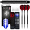 Harrows Caliber 90% Tungsten Steel Tip Darts Set I 21g bis 30g Alle Gewichte verfügbar I Riesiges 16-teiliges Bundle mit Ersatzschäften, Prime Flights & Reiseetui (Schwarz, 24 Gramm)