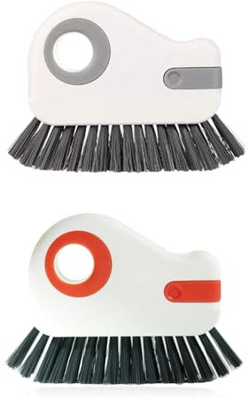 2-in-1 Groove Cleaning Brush Window Track Cleaning Tool,2Pcs Multifunctional Grout Cleaning Brush with Hard Bristles and Hidden Scraper,Cleaner Grip Brush for Sliding Door Tracks,Window Seal