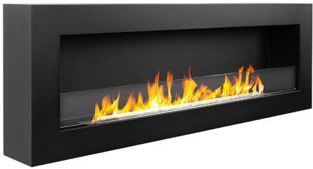 Divina Fire Chimenea de bioetanol de pared biochimenea 120 x 40 Siena 120 negro