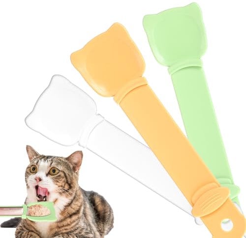 Wanmu 3Pcs Cat Strip Feeder, Cat Treat Dispenser, Happy Cat Wet Food Spoon, Cat Squeeze Treats for Cat Lickable Liquid Snack, Cat Feeding Food Storage