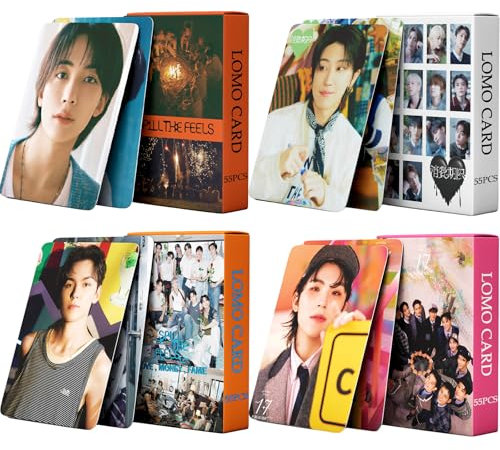 PYAJUU KPOP Spill the Feels Fotokarten-Set, 17 Fotokarten, SVT-Postkarten, siebzehn Merch, Geschenk für Carat, 4 Stück/220 Stück