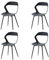 GrandCA HOME Juego de 4 sillas de Comedor, sillas de Cocina con Respaldo Hueco, Patas de Metal Negro Macizo (Negro, 4)