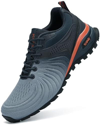 Kricely Traillaufschuhe Herren Laufschuhe Straßenlaufschuhe Sneaker Leicht Wanderschuhe Fitnessschuhe Trekkingschuhe (Marine Blau 44)