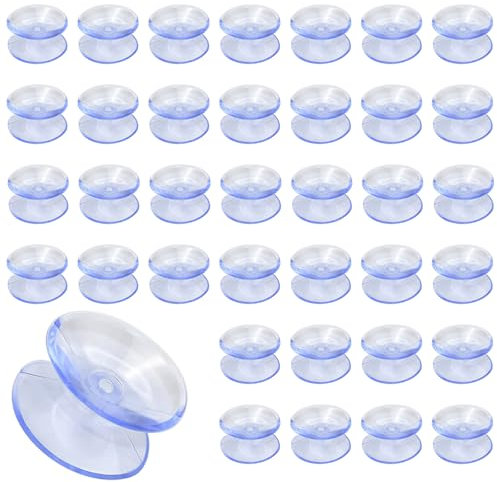 50 PCS Double Sided Suction Cups 20mm PVC Plastic Suckers Clear Suction Pads Non-Slip Suckers for Kitchen Bathroom Glass Table Home Organization
