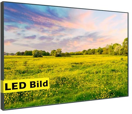 Leuchtbild I Grüne Wiese Landschaft I LED Wandbild I Leuchtende Natur Leinwand mit Rahmen - Made in Germany (Grüne Wiese, 75x50 cm, Rahmen: Weiß Matt)