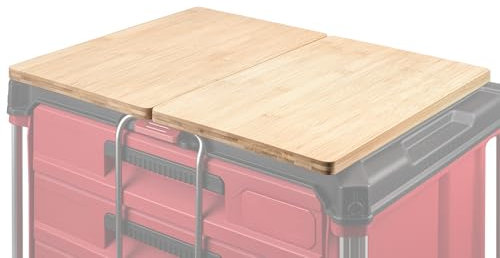 Packout Arbeitsplatte kompatibel mit Milwaukee Packout Rollbox, 2er-Set, für Werkzeugkoffer mit 2 & 3 Schubladen – Schnappmontage, Bambus, abnehmbar