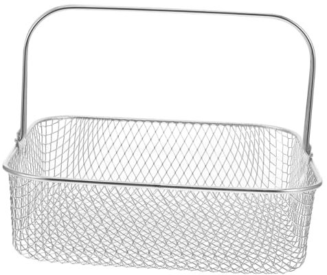 KOCKSHION Kochkorb Für Heißluftfritteuse Quadratischer Netzkorb Für Zwiebelringe Und Gemüse Luftfritteusen Zubehör Metallkorb Für Gleichmäßiges Frittieren