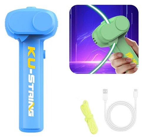 SYFUNLV Lanceur à Corde,Glow in The Dark Lasso,Lasso String Shooter pour Enfants,Hélice de Lanceur,Fidget Toy de Décompression,pour Chats Chiens Enfants Adultes (Bleu)