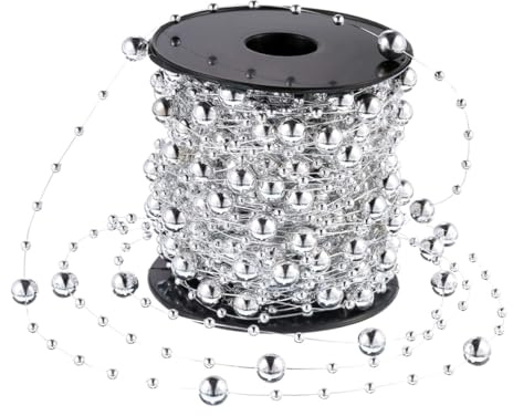 Luxshiny Selbstgemacht Perlenstrang Stränge aus Kunstperlen Silber 1 Rolle