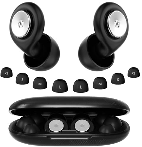 2026 Nuevo Tapones oidos ruido dormir, 45 dB tapones oidos cancelacion de ruido Reutilizables con 8 Puntas(XS/S/M/L) y Estuche, para estudiar, concentrarse, viajar, Protección Auditiva - Negro