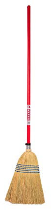 Faulks Standard Coloured Handle Corn Broom : Red