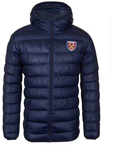 West Ham United FC Mens Quilted Jacket Hooded Coat Adults Official Football