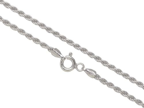 AKA Gioielli® - Damen Herren Kette 925 Sterling Silber Rhodiniert - 2mm Kordelkette - 60 cm lang