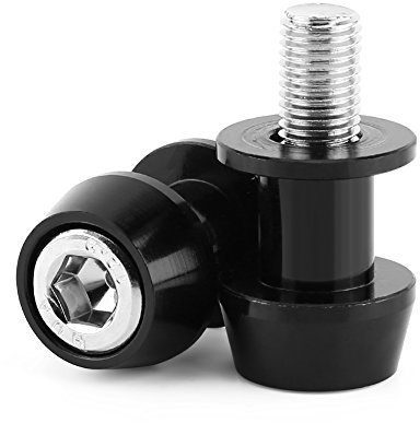 Aramox Deslizador de motocicleta Protección contra caídas, 8/10 mm Moto CNC Aleación de aluminio Brazo oscilante Carrete Deslizadores Soporte Basculante Bobinas 8 mm-Negro