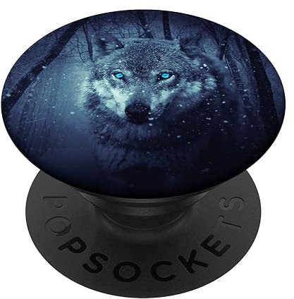 PopSockets Heulender Wolf Vollmond Wulf Wolg Tier Wildtier blaue Augen PopSockets mit austauschbarem PopGrip