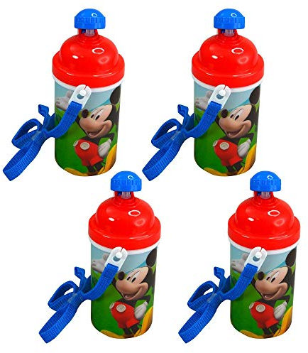 Zak Designs Wasserflaschen mit Tragegurt, Disney Mickey Mouse, 312 ml, 4 Stück
