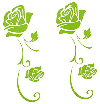 tjapalo® pk267 2xAutoaufkleber Rosen Auto Fenster Spiegel Aufkleber Tattoo Cut Decals Selbstklebende rosen autoaufkleber blumen, Farbe: lindgrün, Größe: H14,5x6cm