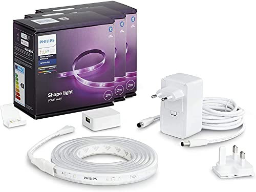 Philips Hue Lightstrip Plus V4 EMEA 2m base kit (Triple Pack) - 3 unités de bande LED Multi-Colour avec Bluetooth et contrôle vocal mains libres