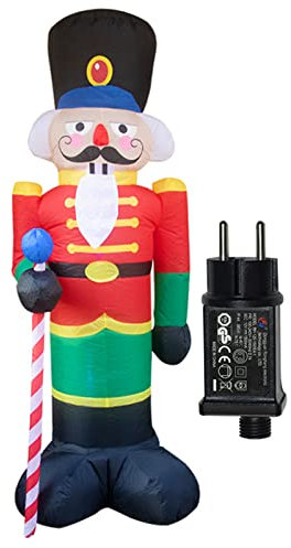240 cm Grande Gonfiabile Schiaccianoci Soldato Luce Notturna Figurina Gigante Babbo Natale Giardino All'aperto Giocattoli Decorazioni per La Festa di Natale,EU