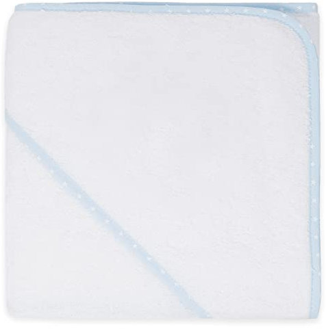 Duffi Baby - Toalla bebe recien nacido. Capa de baño Bebe 100% Algodón Para Bordar. Toalla Baño con capucha Infantil 80 x 80 cm. Super Suave Absorbente Ligera. Niños y niñas Color Blanco Azul. 1196-12