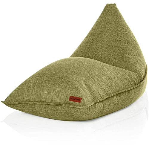 Green Bean Sitzsack Triangle 150x100x100cm mit 220 Liter EPS-Perlen Füllung - Kuschelig Weich Waschbar - Drinnen Stoff Bodenkissen Liegekissen Sitzkissen - Grün