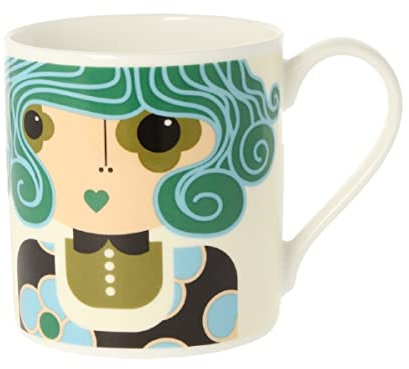 Orla Kiely Dee Dee Teal Quite Big Becher aus feinem Porzellan, 350 ml