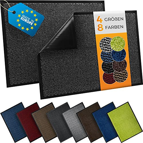 TIMELEOS Fußmatte Schmutzfangmatte mit äußerst starker Schmutz und Feuchtigkeitsaufnahme Eingangstürmatte wasserdicht waschbar strapazierfähiger Schmutzfänger Fußabstreifer (Anthrazit, 60 x 90 cm)