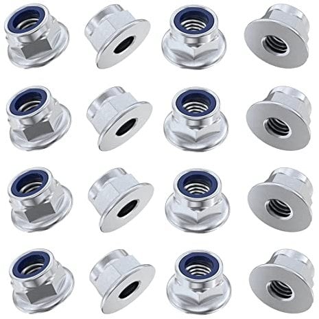 TERF® M5 Flanged Nylon Insert Self Locking Nut M5 (5mm) Flange Nyloc Insert Hex Hexagon Lock Nuts Steel - Pack of 20