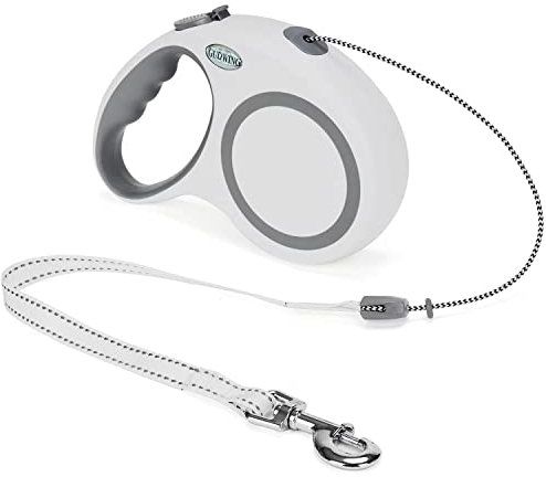 GUDWING Retractable Dog Leash 30 FT, Retractable Leash (White, 30 FT)