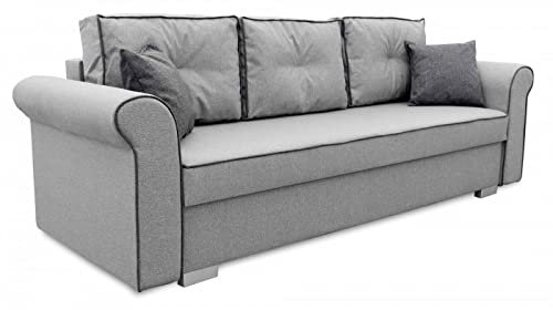 bonni Schlafsofa Pele, Sofa mit Bettkasten und Schlaffunktionn, Klappsofa, Schlafcouch, Bettsofa, Couch vom Hersteller, Couchgarnitur, Sofagarnitur (grau)