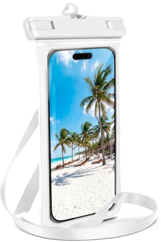 ONEFLOW Beach Bag für Huawei P20 Lite wasserdichte Hülle mit Touch und Kamera Fenster, Unterwasser Handyhülle zum Reisen, Schwimmen mit Armband und Band zum Umhängen, Weiß