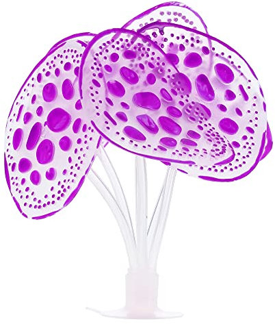 VOCOSTE Silicone Glowing Aquarium Simulation Coral with Sucker, Purple