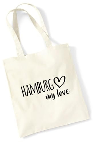 Huuraa Tragetasche Hamburg my love Geschenk Stoffbeutel Natural 10 Liter Baumwolle Hamburg Accessoire