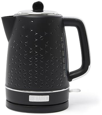 Haden Starbeck Black Kettle - 3000W Fast Boil - Lightweight and Easy To Use Electric Kettle with Cordless Base - Ergonomic Handle - Anti-Limescale Filter