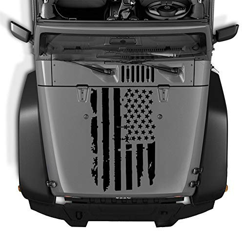 Autocollant Drapeau Américain, Autocollant de Voiture en Détresse USA Drapeau Américain Autocollant pour Capot de Voiture SUV Camion Capot Fenêtre Côtés de Porte Pare-brise Autocollant de(Noir)