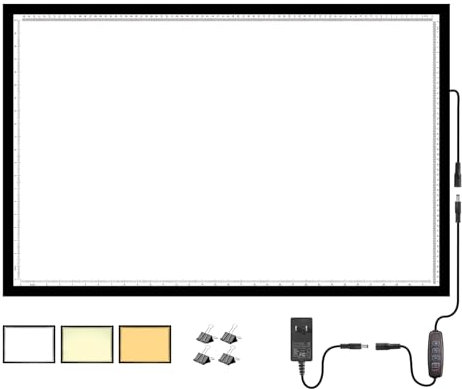 WELZK 7000 Lux Tablette Lumineuse haute luminosité A1, 3 couleurs tablette lumineuse dessin avec adaptateur CE. 10 niveaux de gradation pour la peinture au diamant, le traçage, le dessin, etc.