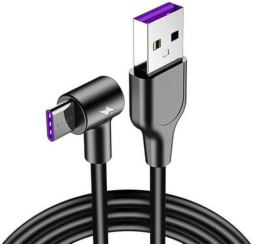 USB C Charger Cable, 90 Degree Right Angle 5A Type C, 3.1 USB C Fast Charging Data Sync Cable, USB to USB C Fast Cord - Quick Charge For All Type C Laptops & Smartphones (Black, 1m)