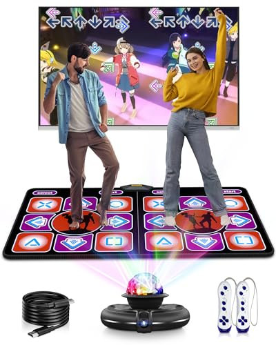Acelufly Dance Mat, Electronic Dance Mat for TV with Camera, Double Dance Mats with Wireless Controller, Non-Slip Dance Game Fitness Pad for Kids Adults, Gift for Girls Boys (Black)
