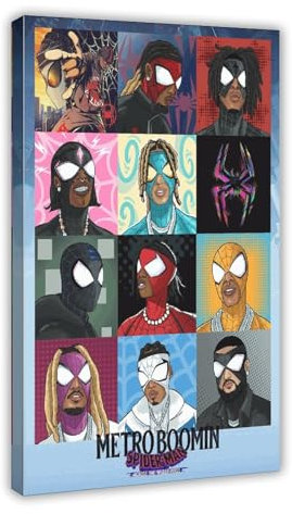 AmAzwi Metro Boomin 2023 Helden & Villains, Comic-Poster, Leinwand-Poster, Schlafzimmer-Dekor, Sportlandschaft, Büro, Raumdekoration, Geschenkrahmen: 50 x 75 cm